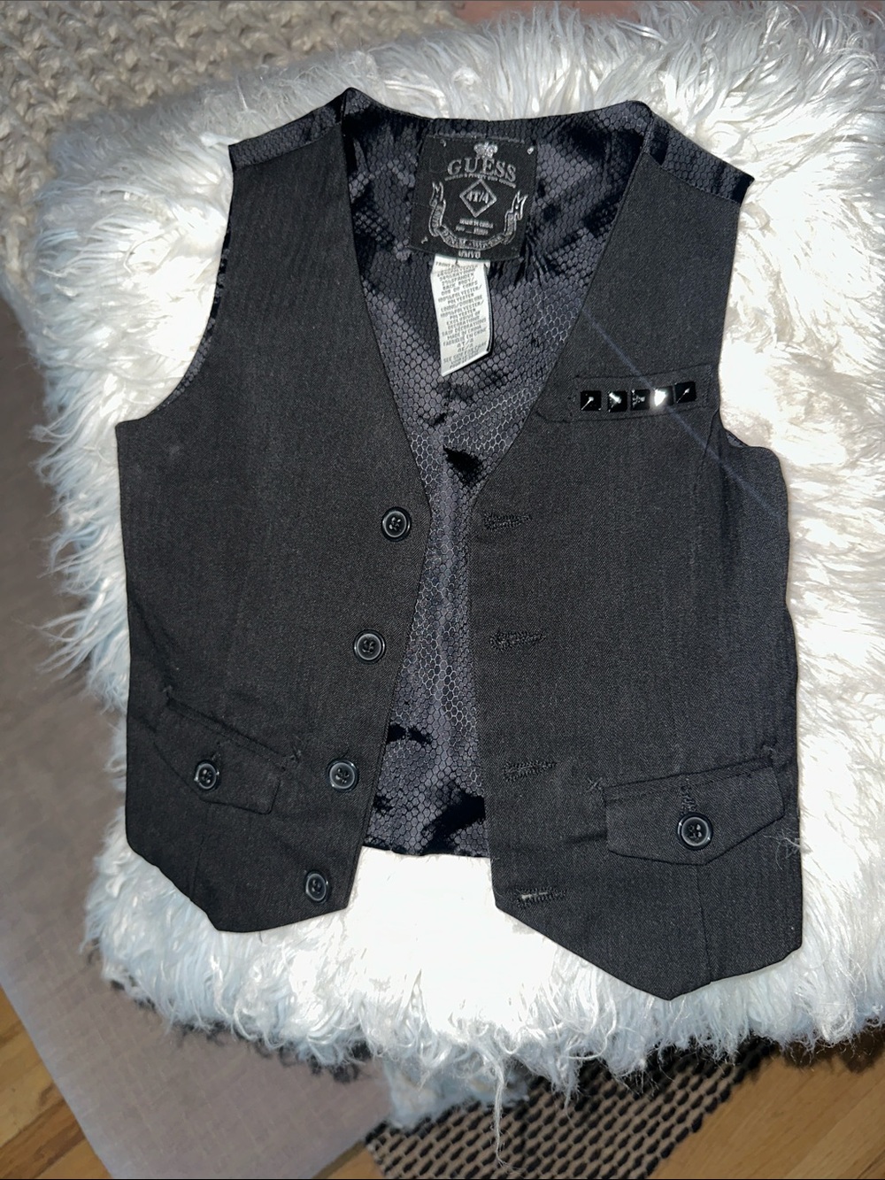🫐3/ $25 SALE - Guess Black Girls Vest with Stud Detail